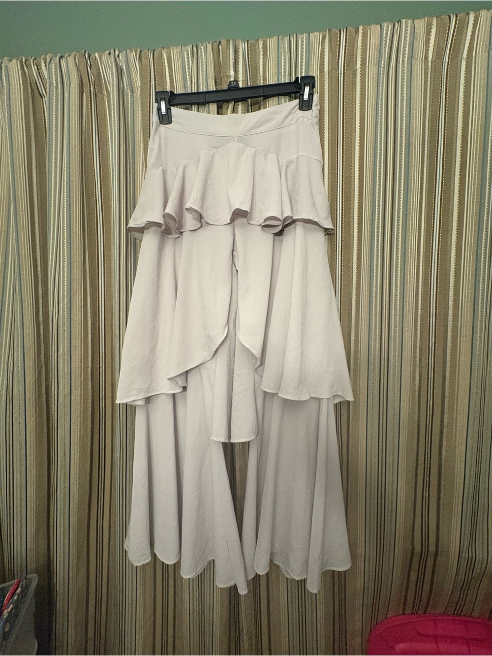 Reborn Cream Tiered Wide-Leg Palazzo Pants with Ruffle Overlay